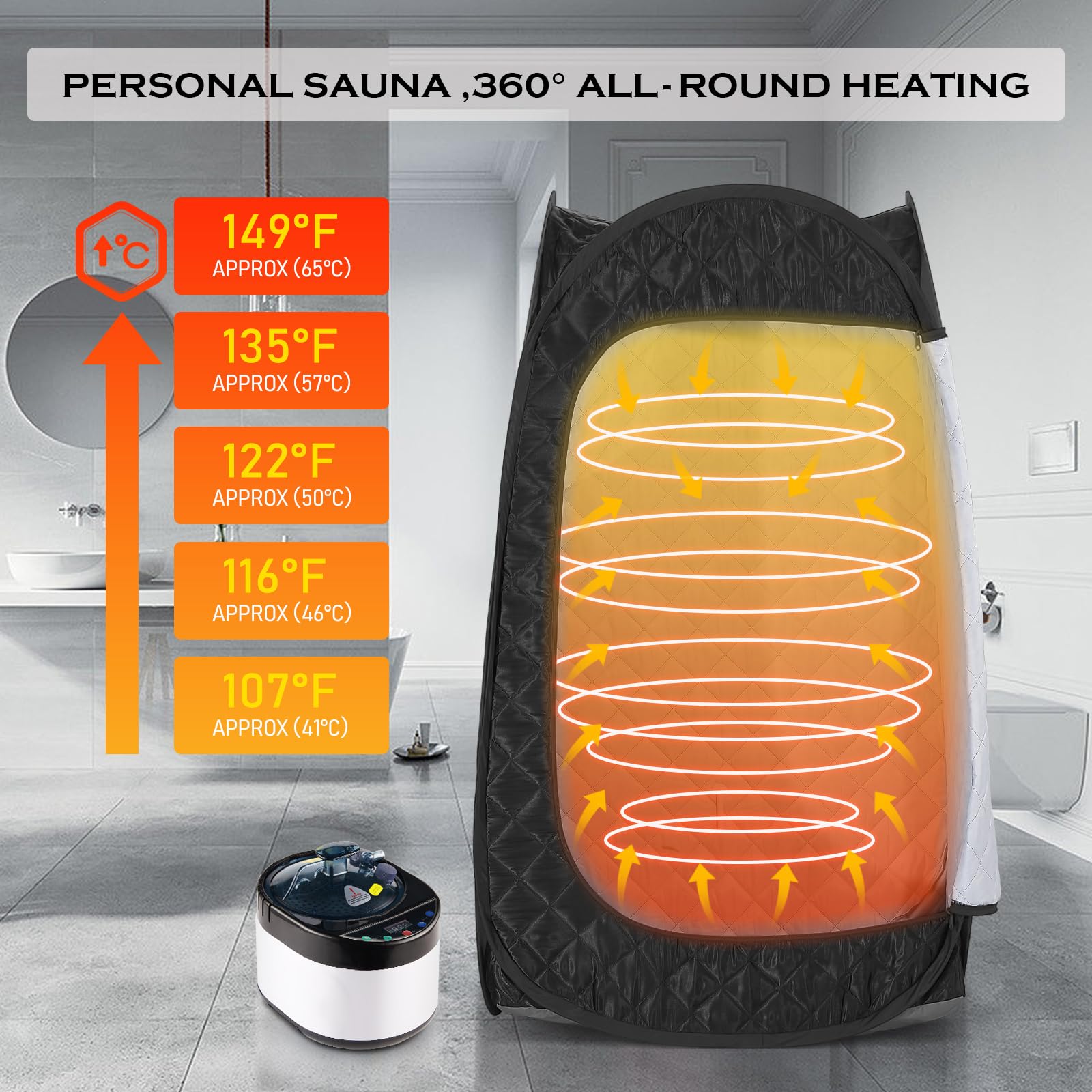 TaTalife portable sauna chair inside the tent for comfortable sessions.