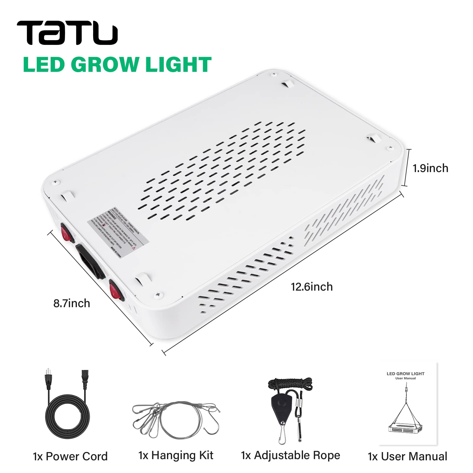 TATU 1000W LED grow light heat dissipation structure close-up