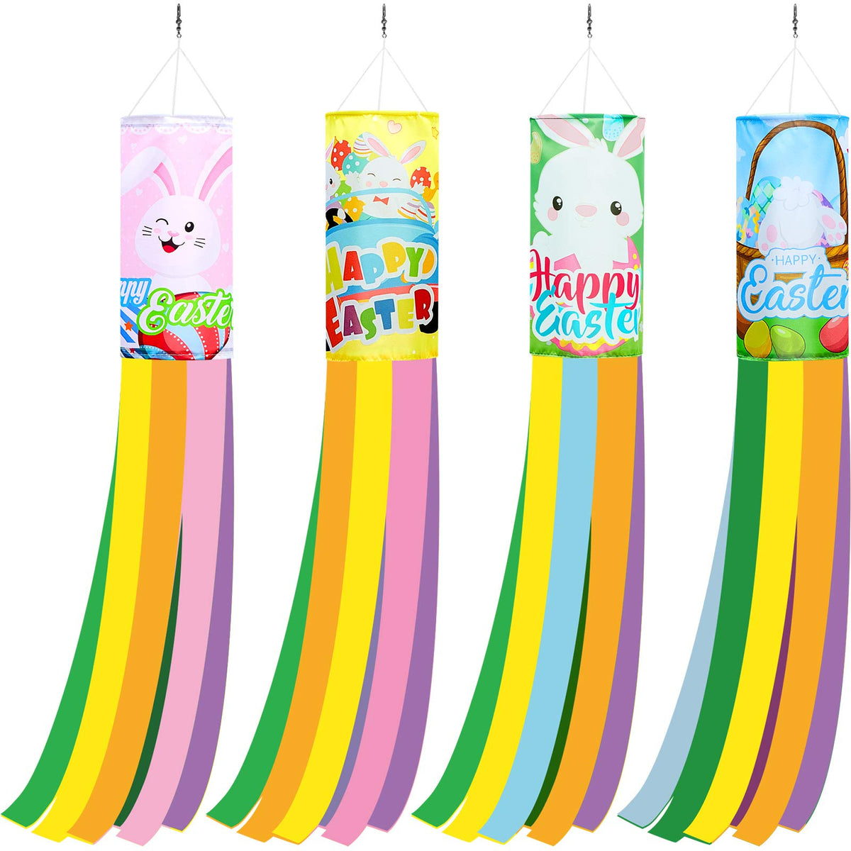 Tatuo Easter windsock bunny pattern flag for bright yard decoration in spring.