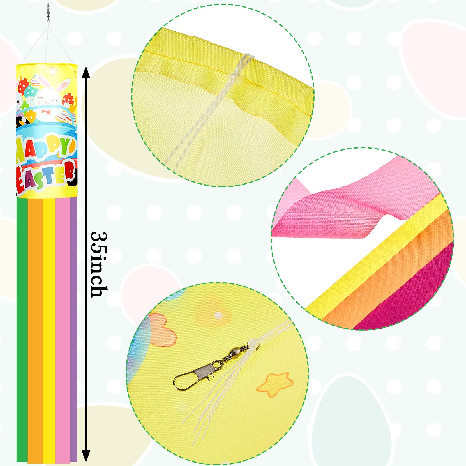 Tatuo Easter windsock egg pattern flag adds festive atmosphere to porch or doorway.