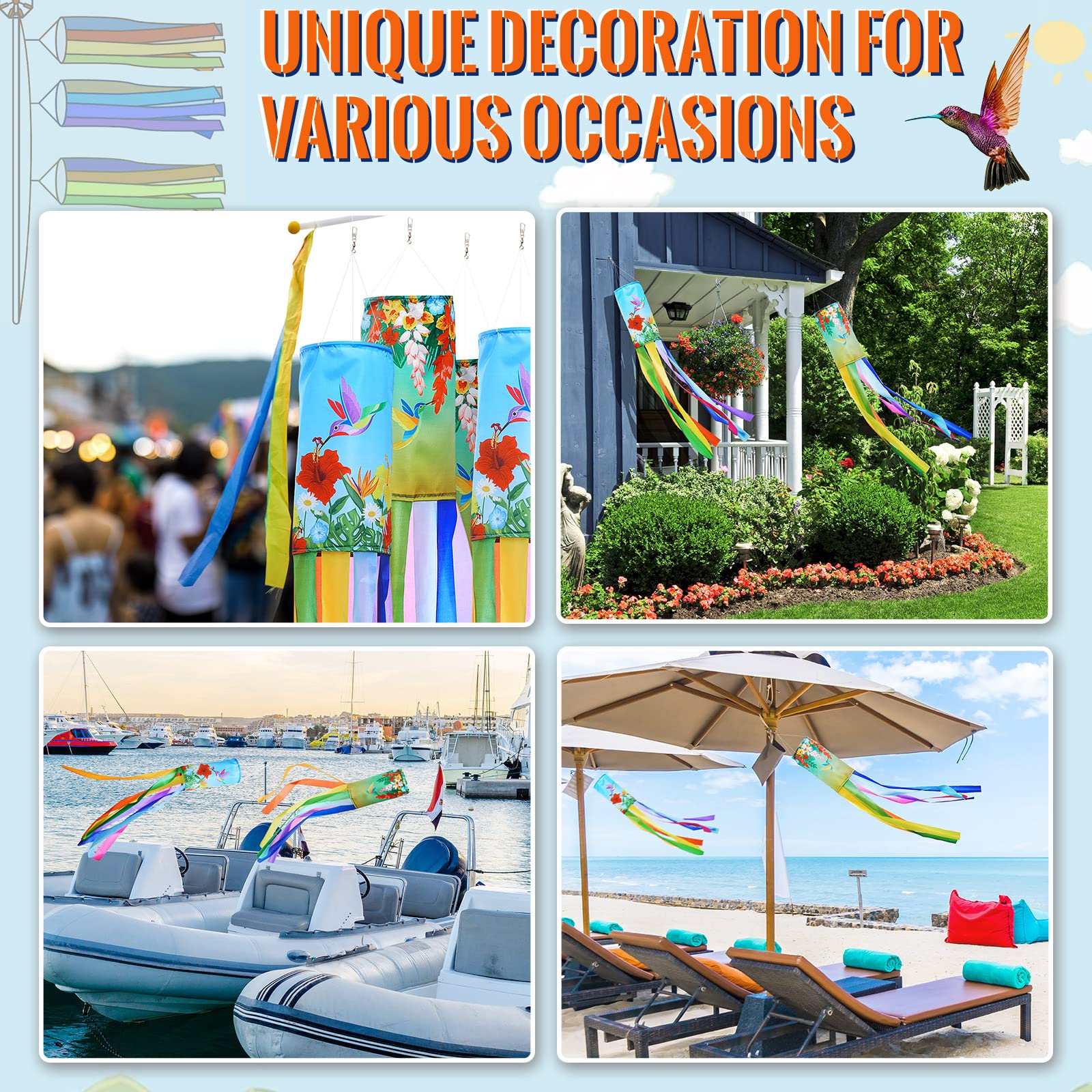 Tatuo 40-inch windsock ideal for front yard and patio charm