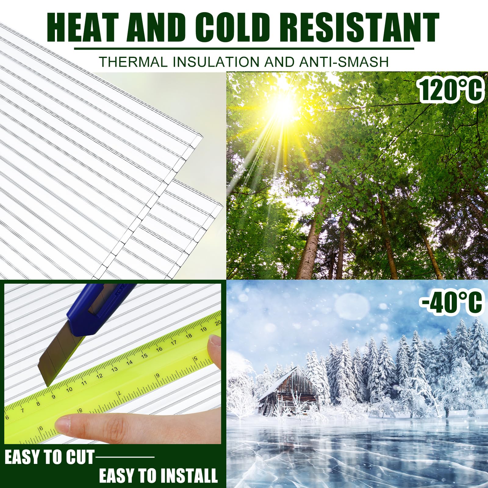 Tatuo twin-wall roof panel easy-cut for custom greenhouse fits.