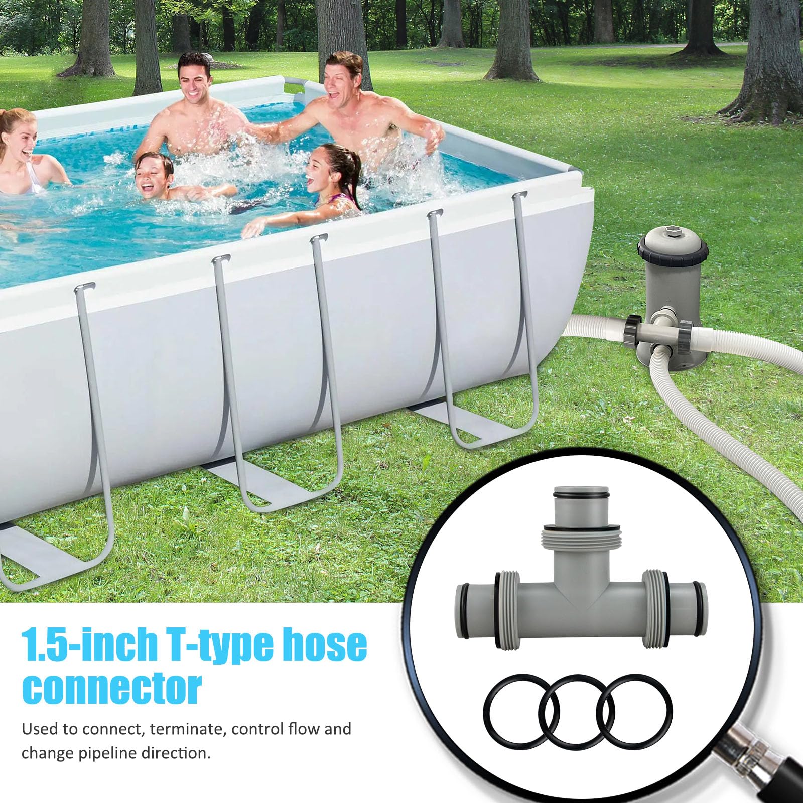 Taudang pool hose connector showing 1-5 inch to 1-5 inch compatibility