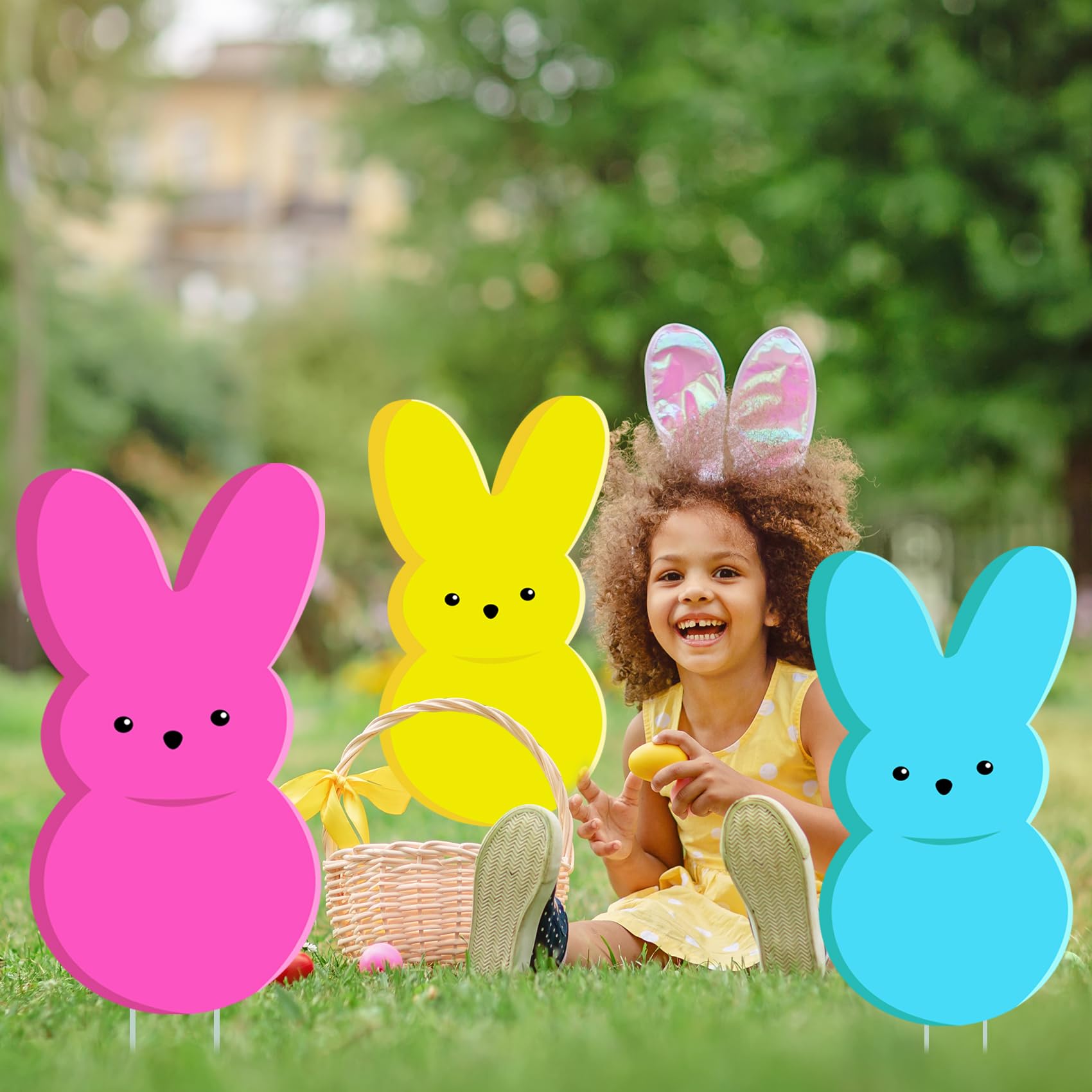 taupphoo bunny signs with 10-inch stakes for quick installation