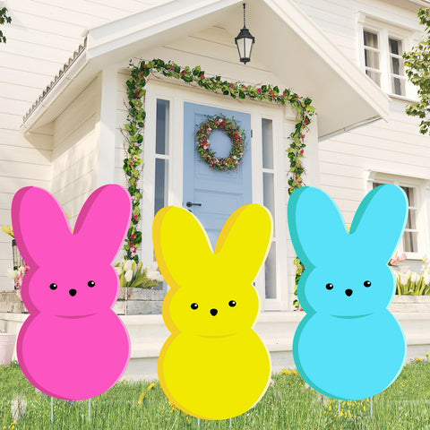 taupphoo bunny yard sign 24inch set on stakes for outdoor Easter décor