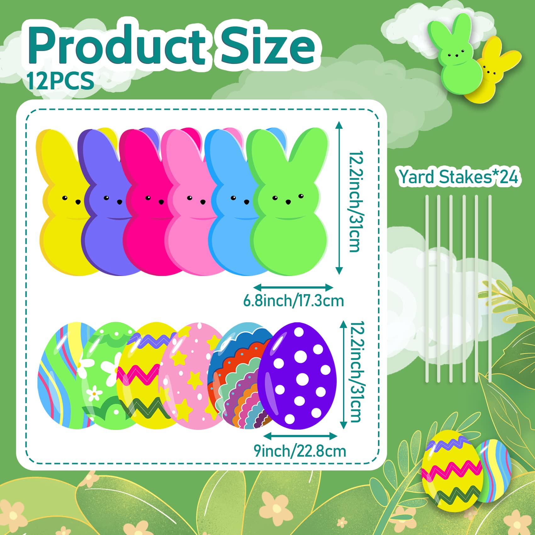 taupphoo Easter bunny yard sign yellow with stake, cheerful focal point for spring gatherings