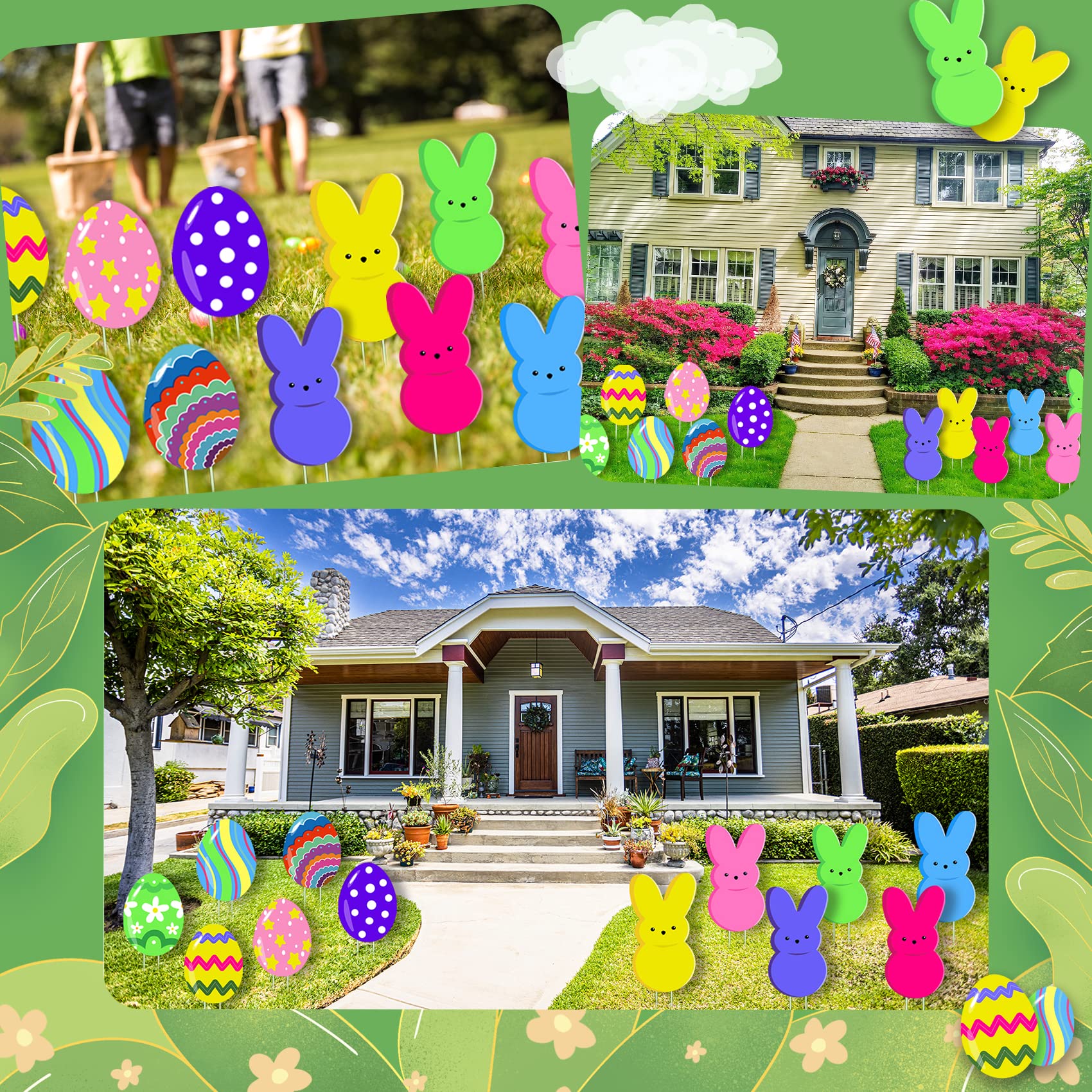 taupphoo Easter eggs yard sign pattern rose with stake, adds colorful eggs to Easter lawn