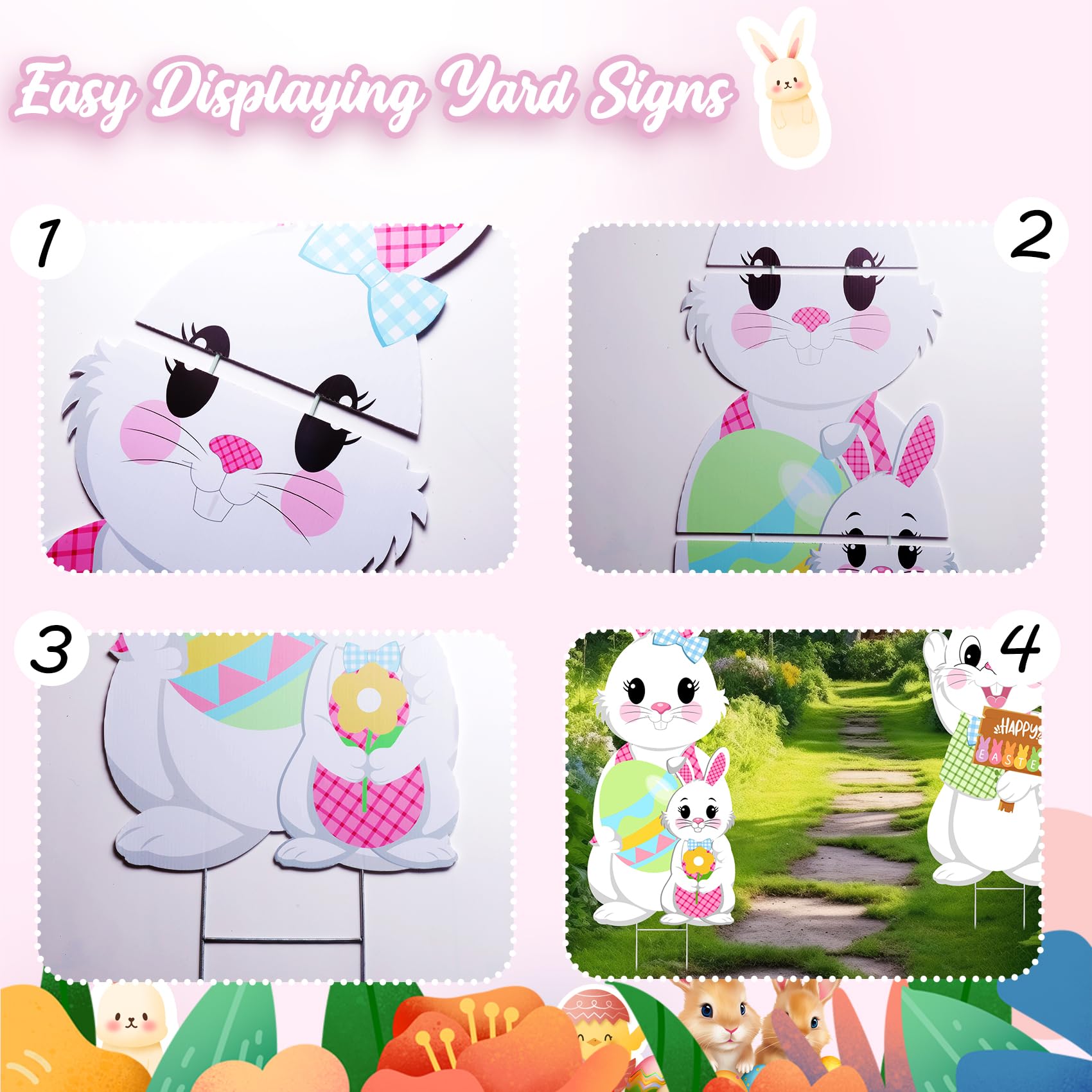 Taupphoo Easter yard sign setup enhances garden display and curb appeal.