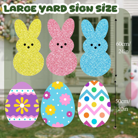 taupphoo glitter easter bunny yard signs for festive decor