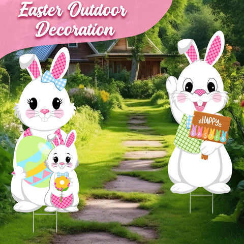 Taupphoo large bunny with baby yard sign adds charming Easter scene.