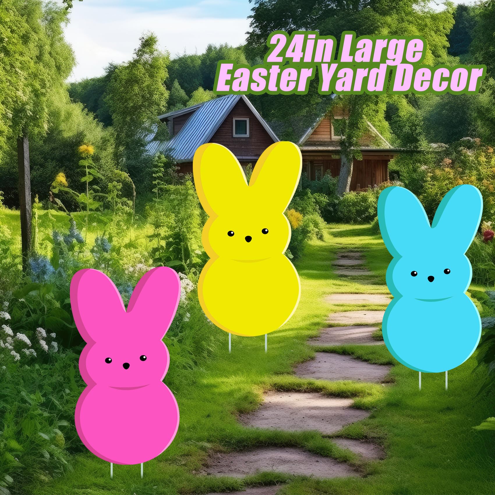taupphoo colorful bunny yard signs brighten the front yard