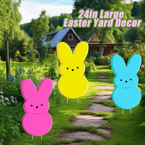 taupphoo colorful bunny yard signs brighten the front yard