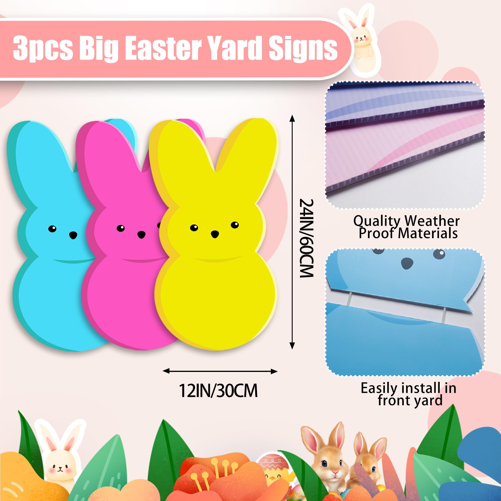 taupphoo weatherproof bunny yard sign for durable outdoor use