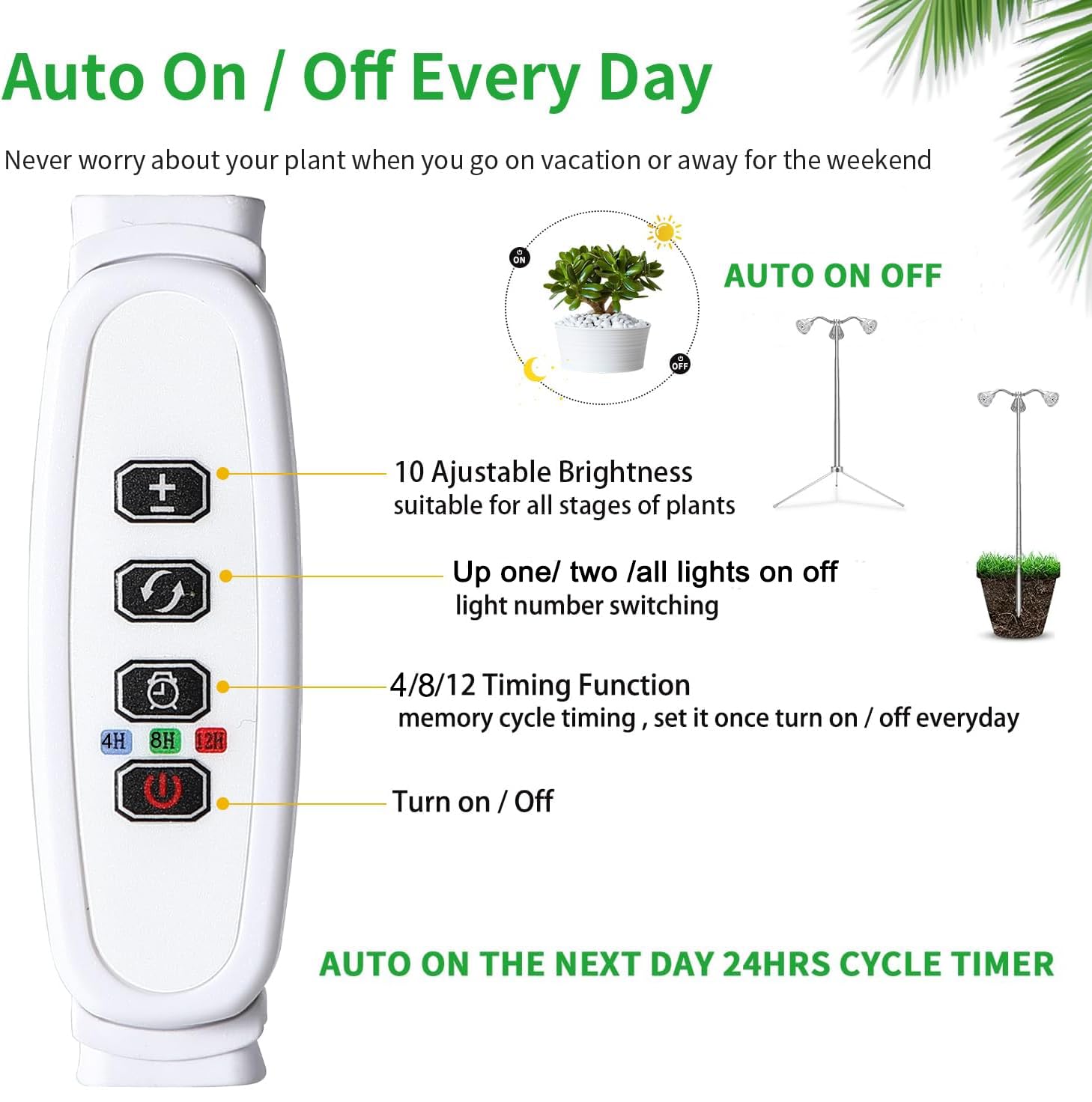 TAURUSY Grow Light height-adjustable demonstrates flexible placement from 10 to 55 inches.