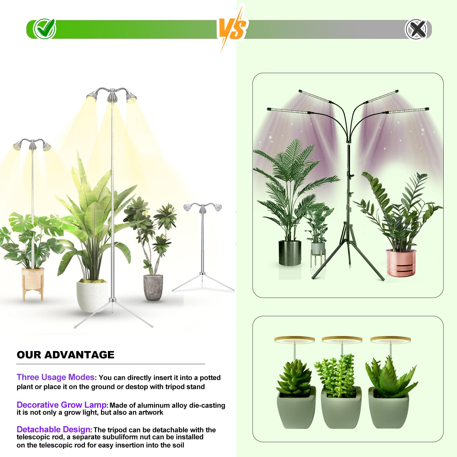 TAURUSY Grow Light LED close-up shows bright spectrum for robust photosynthesis.
