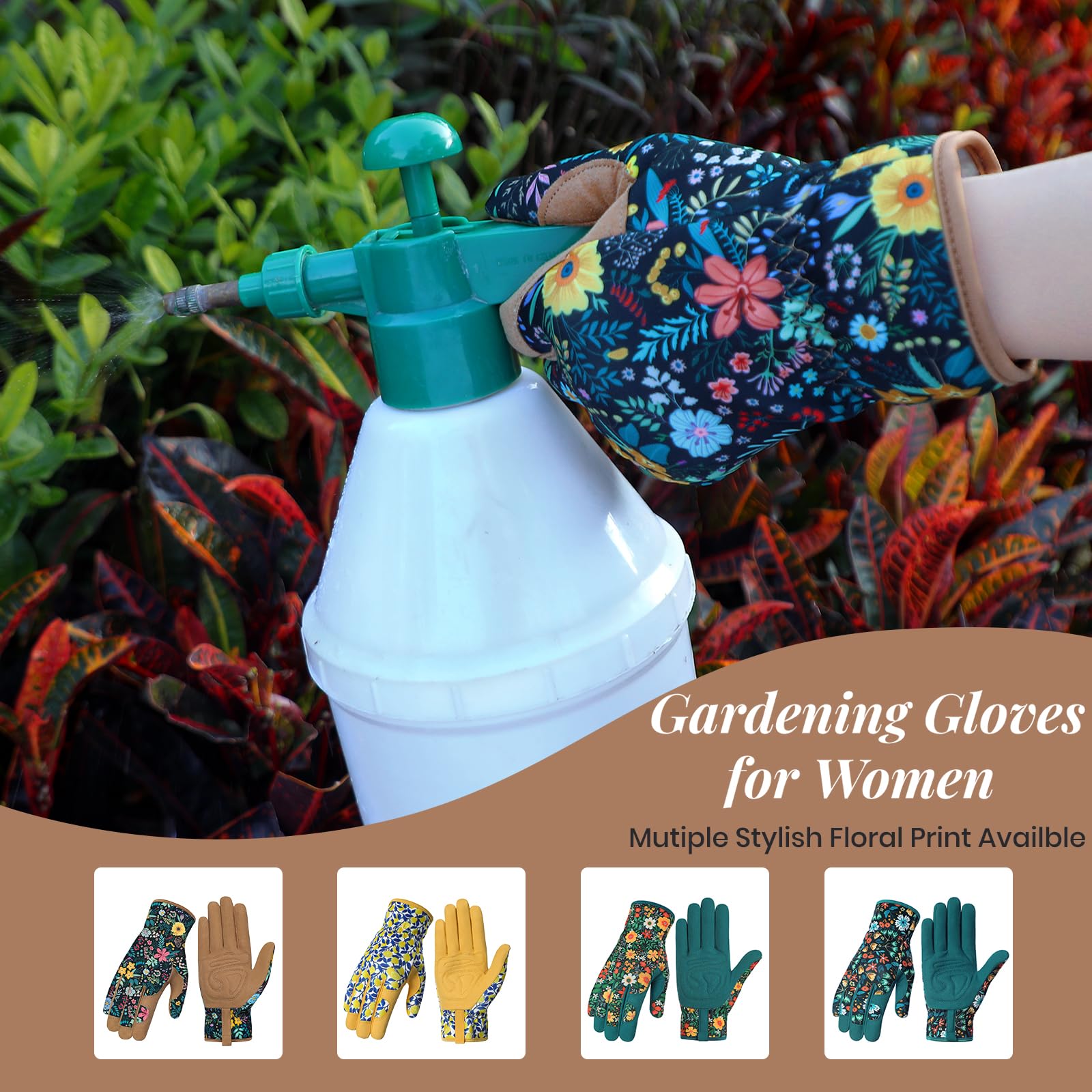 Tavaleu floral-pattern gloves add style to everyday gardening tasks.