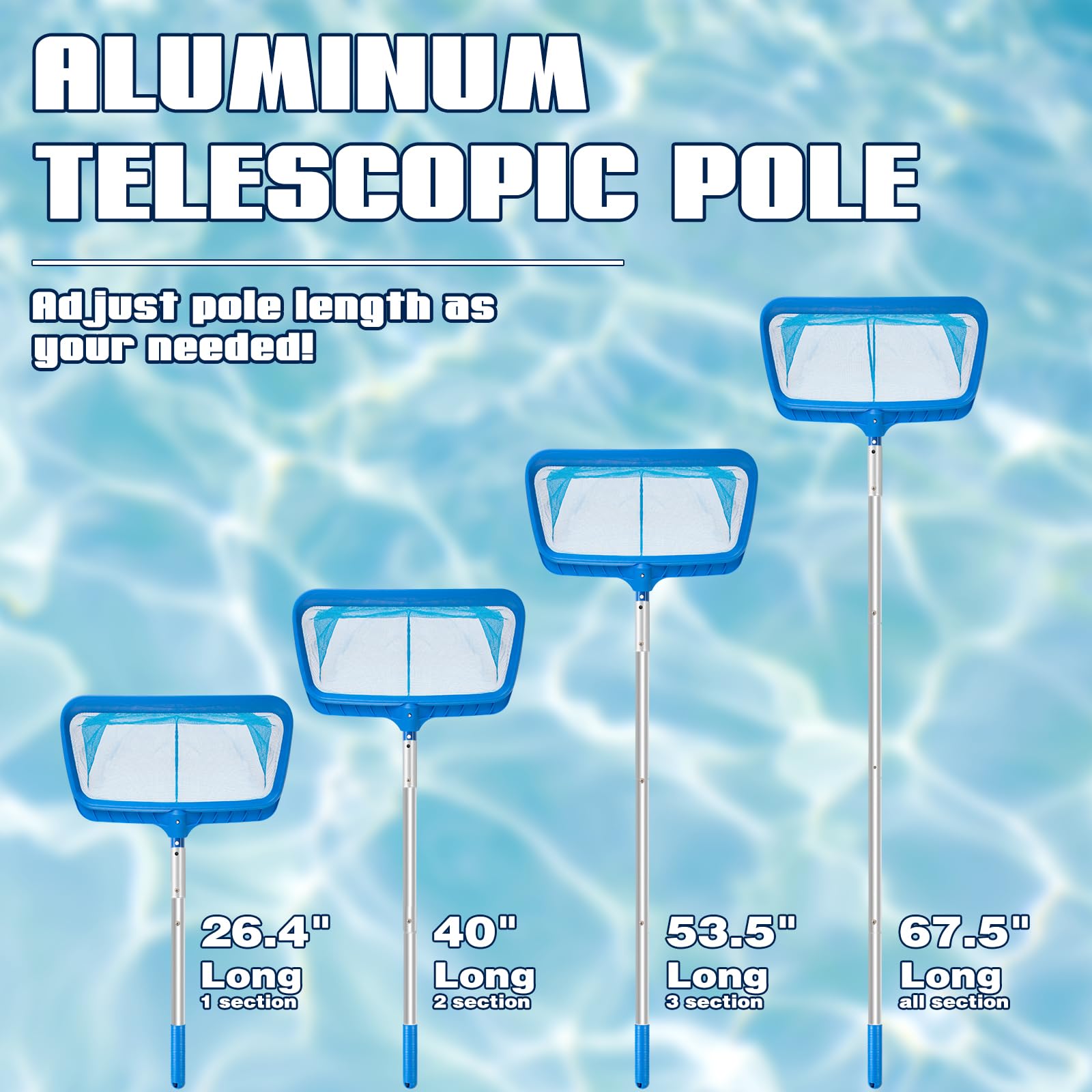 Tavaleu Pool Skimmer 14-56 deep bag handles heavy leaves.