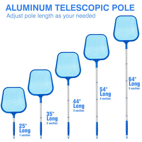 64-inch extended Tavaleu pole helps reach pool edges and corners.