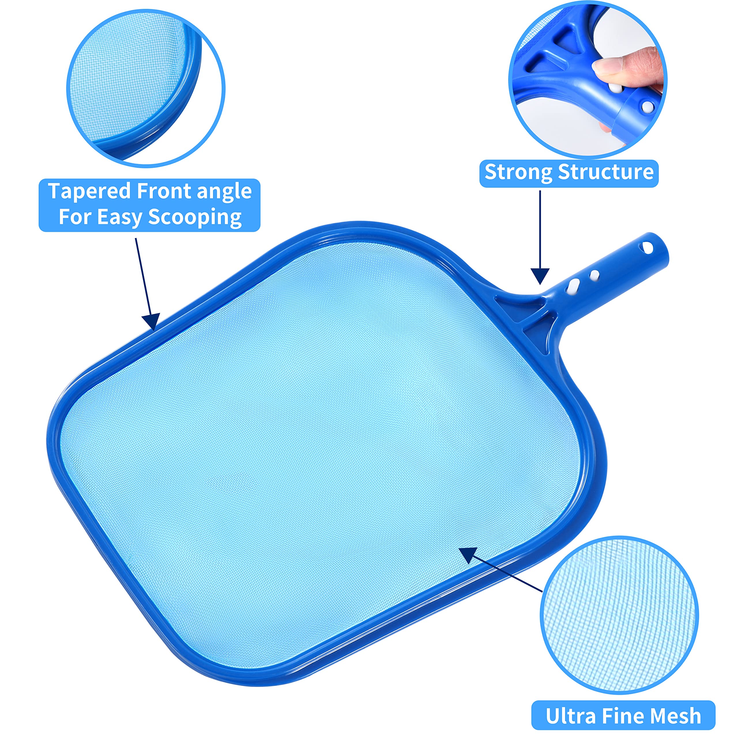 Tavaleu Pool Skimmer debris-holding-capacity keeps leaves contained during cleaning.