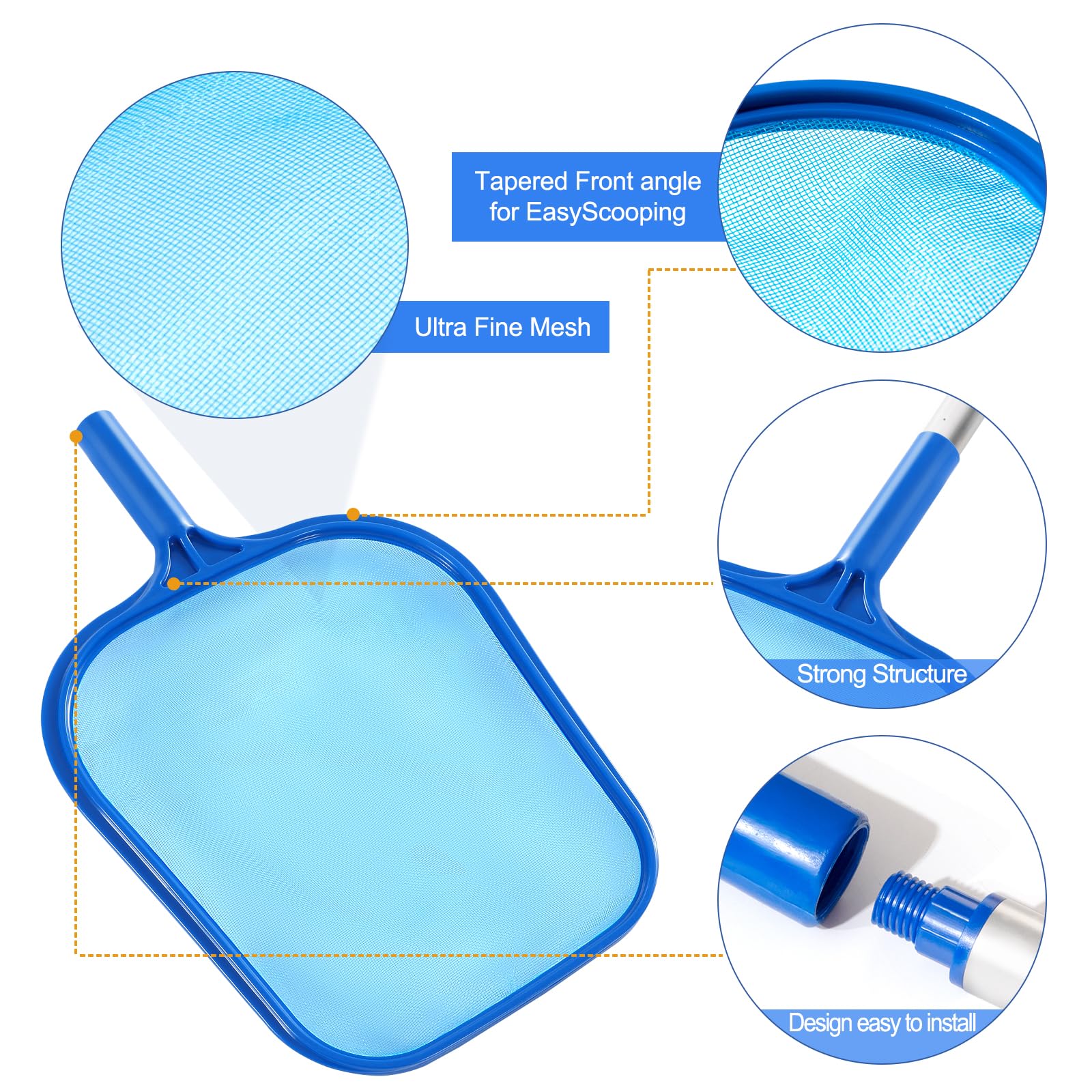 Easy 360-degree connection enables flexible cleaning motion with Tavaleu skimmer.