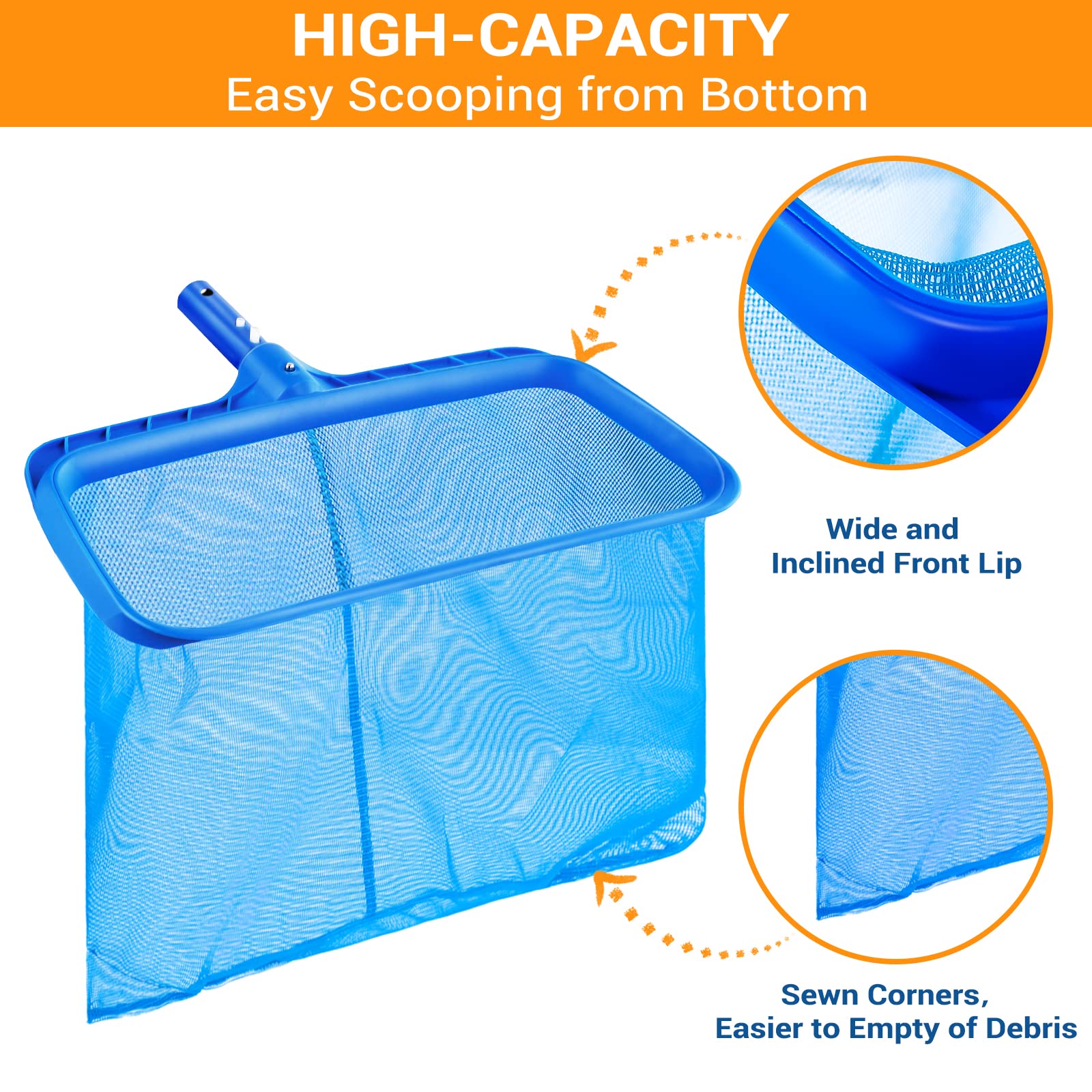Tavaleu pool skimmer net easy-scoop edge for quick debris removal.