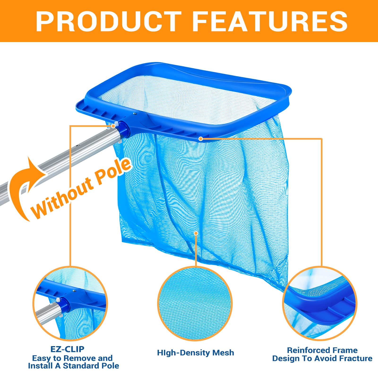 Tavaleu pool skimmer net large capacity 17-inch opening.