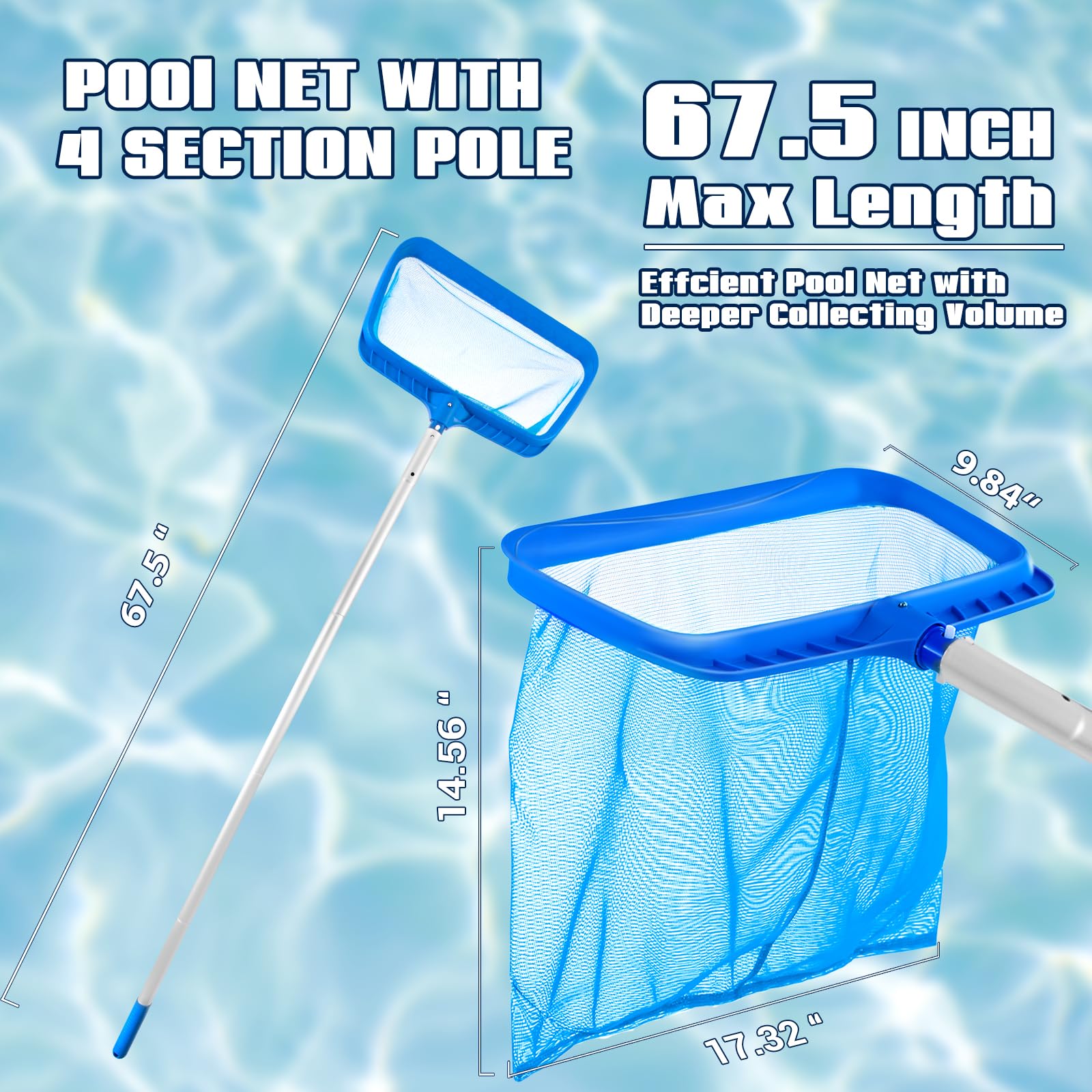 Tavaleu Pool Skimmer wide-opening design improves debris collection quickly.