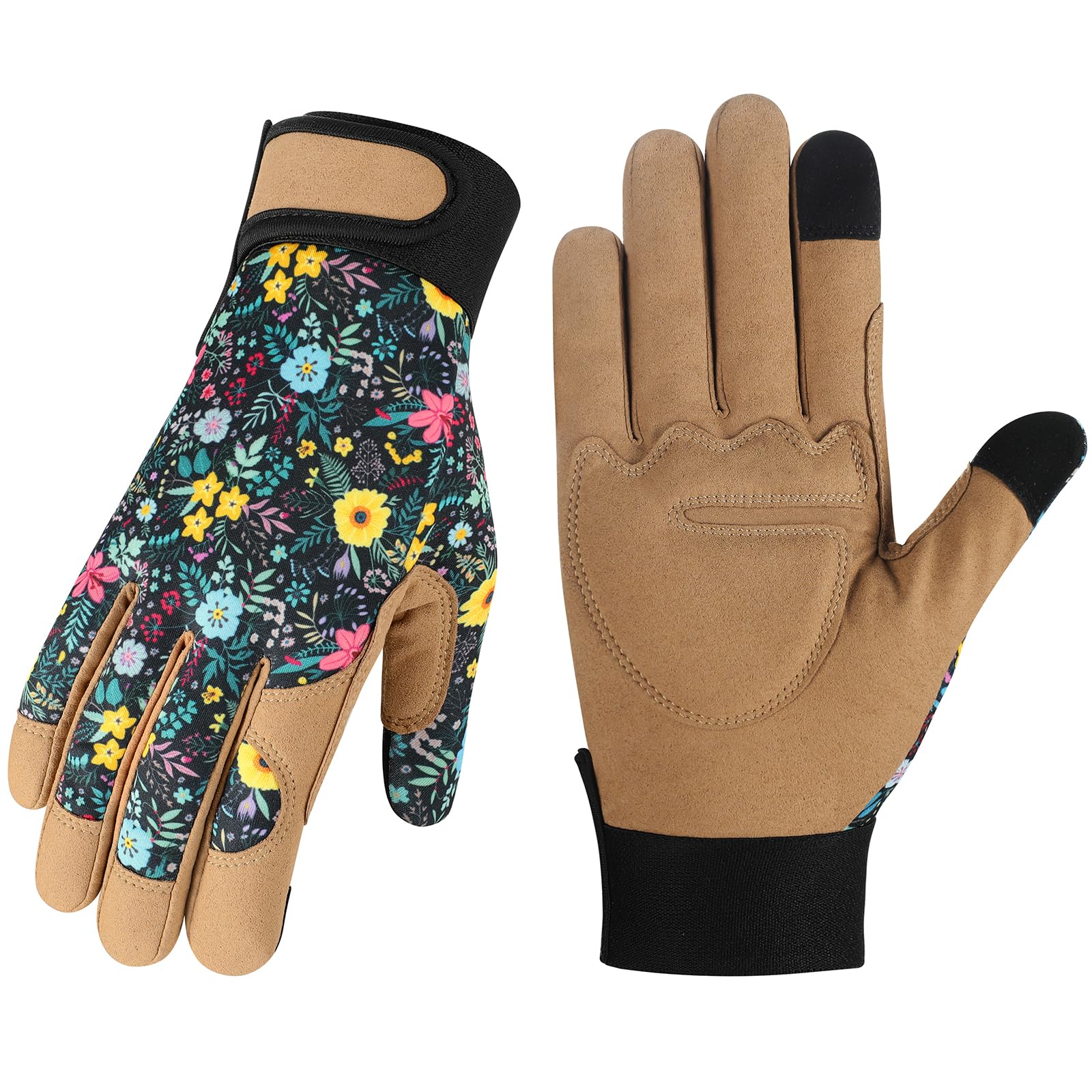 Tavaleu women's gardening gloves close-up showing puncture-resistant leather for thorn protection.