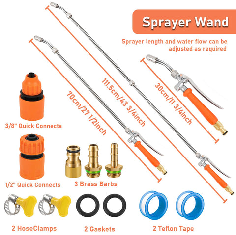Extended wand length demonstrates reach for cars, roofs, and irrigation.
