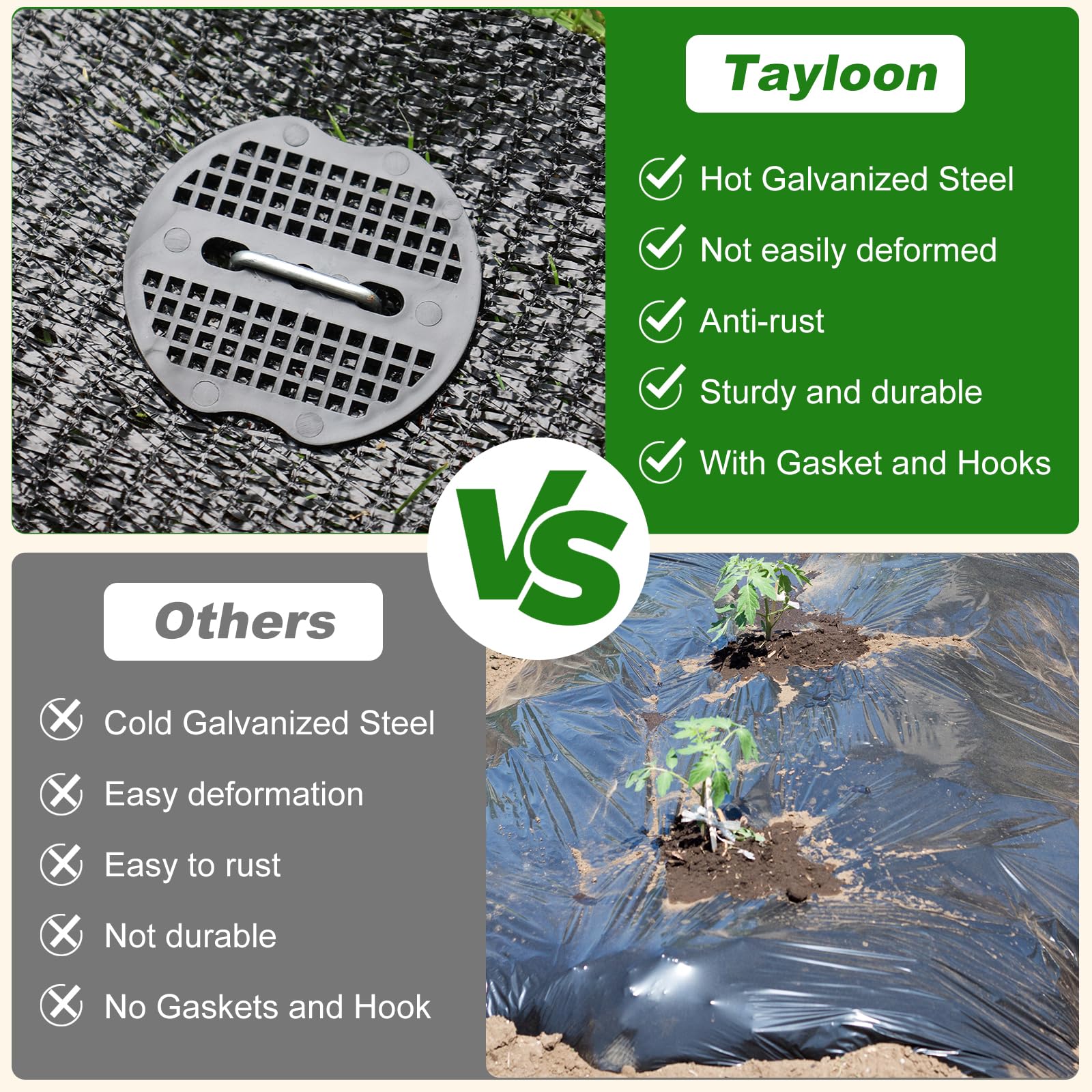 TAYLOON pick hook demonstrates easy removal of landscape stakes.