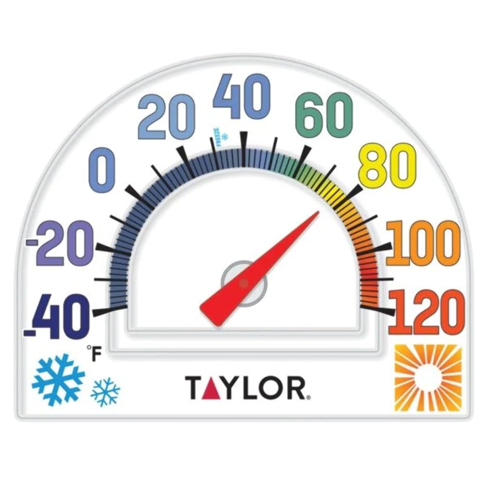 Taylor 5323 four-season static cling thermometer clings to glass for easy temperature checks