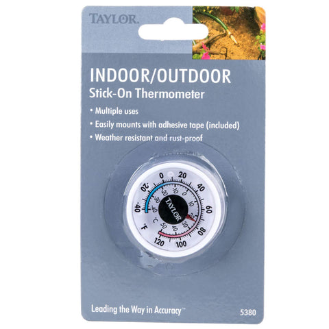 Taylor 5380n mini thermometer with clear indoor-outdoor readings.