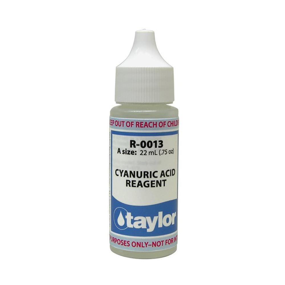 Taylor Cyanuric Acid Reagent 0.75 oz bottle for reliable pool and spa testing.