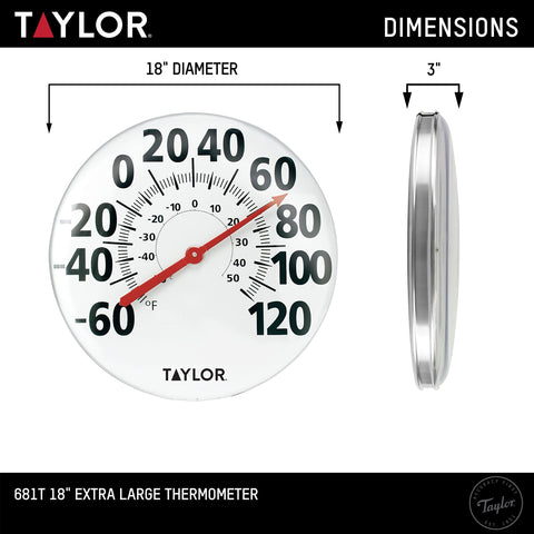 Taylor dial thermometer with shatterproof lens for durable outdoor use