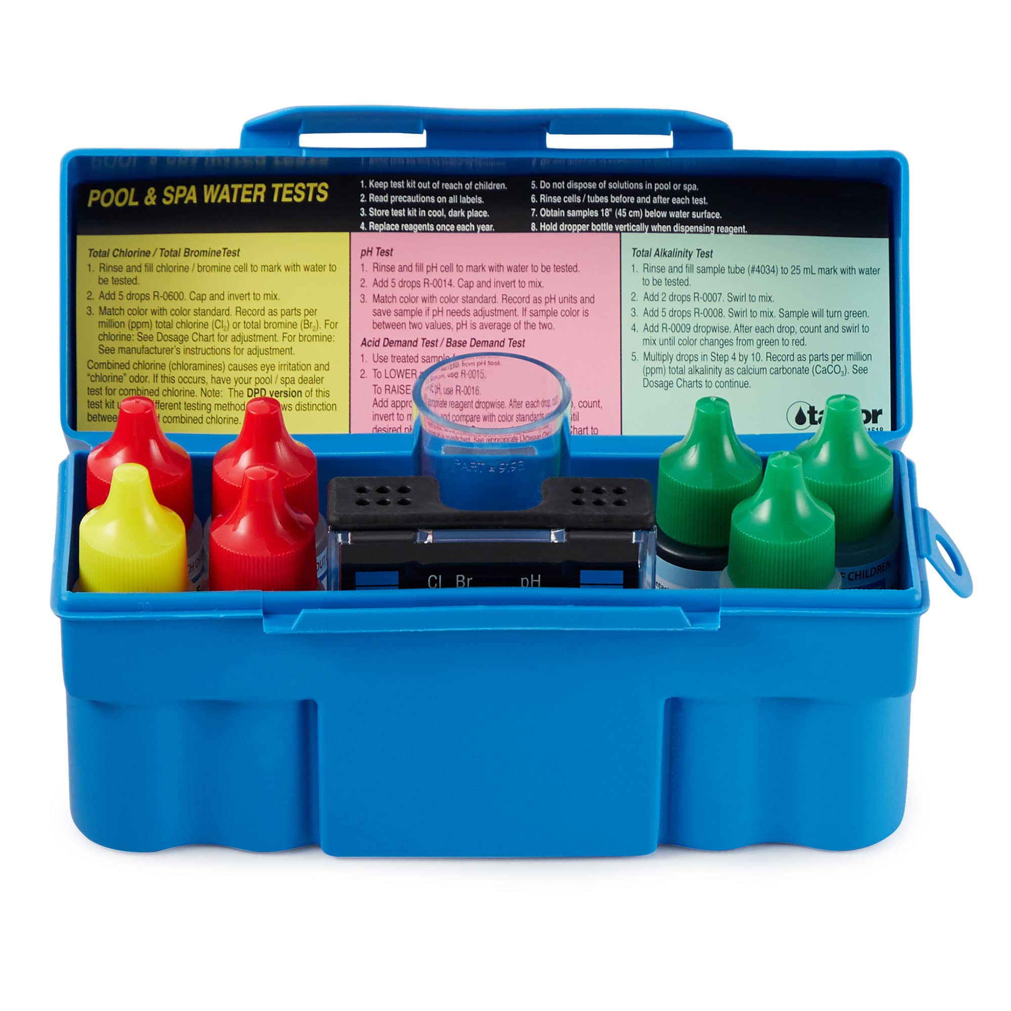 Taylor K-1003 Safety Plus test kit ready to test chlorine and bromine in pool water