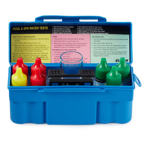 Taylor K-1003 Safety Plus test kit ready to test chlorine and bromine in pool water