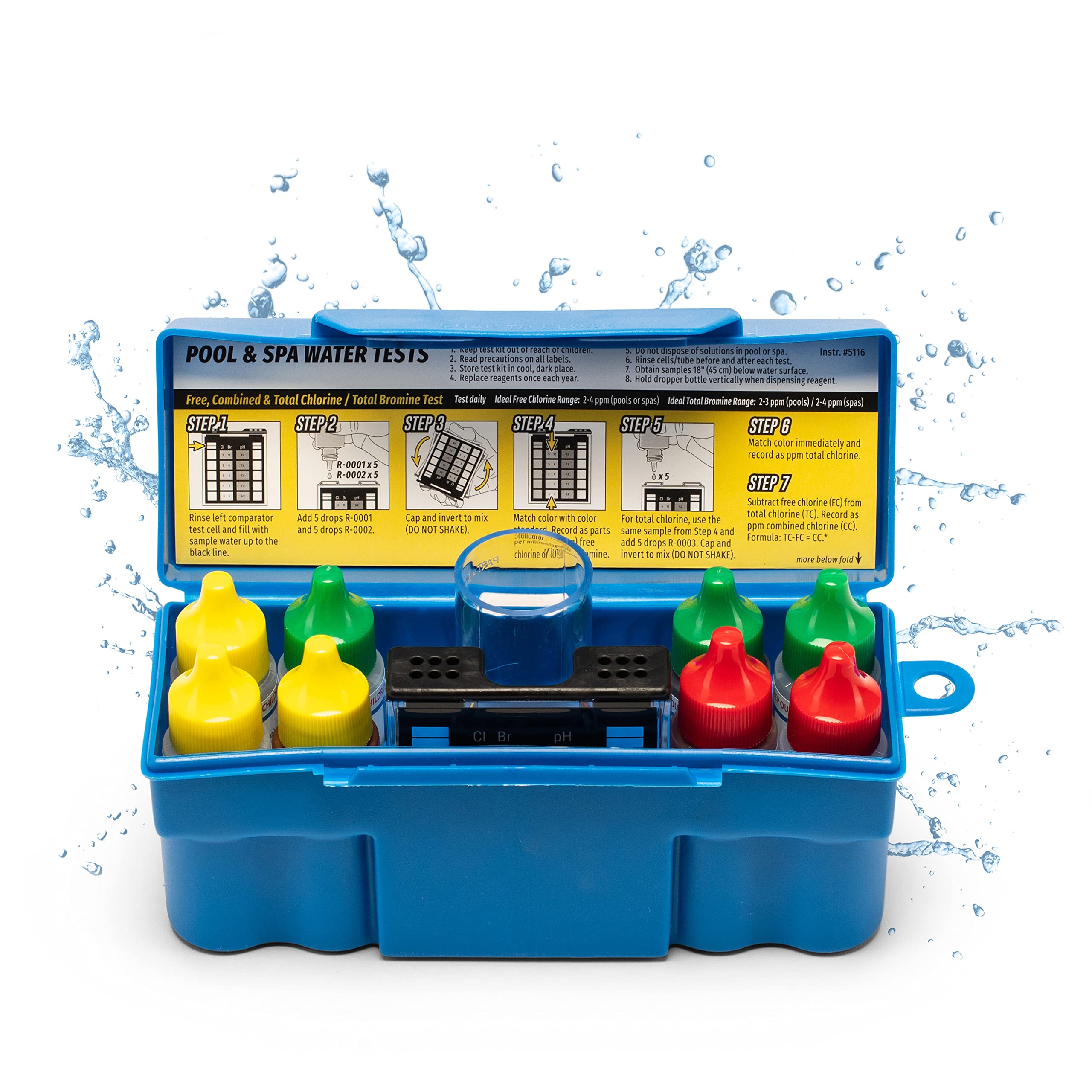 Taylor K-1004 DPD 6-in-1 pool test kit with compact case for quick, accurate pool water readings