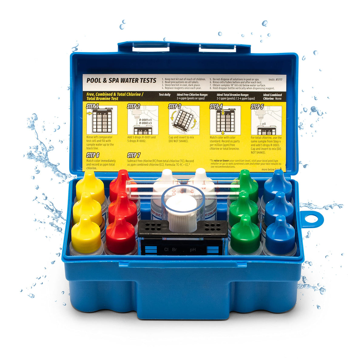Taylor K-1005 DPD kit inside case enables quick pool water testing for safe swimming