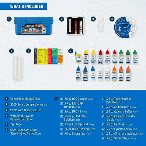 Taylor K-2006-SALT FAS-DPD test tube and dropper for easy measurements