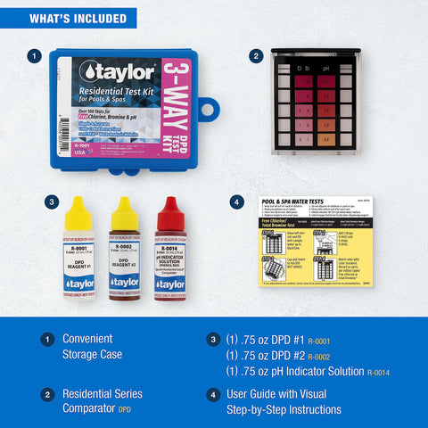 Taylor K-1001 pH test vial for balanced pool chemistry.