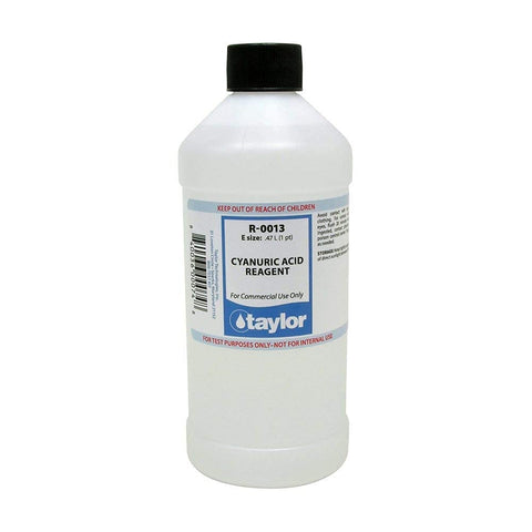 Taylor of London R-0013-E cyanuric acid bottle, convenient pool-testing replenishment for safer spa and pool use.