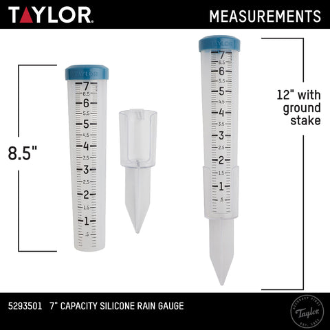 Taylor one tenth inch increments provide precise rainfall readings