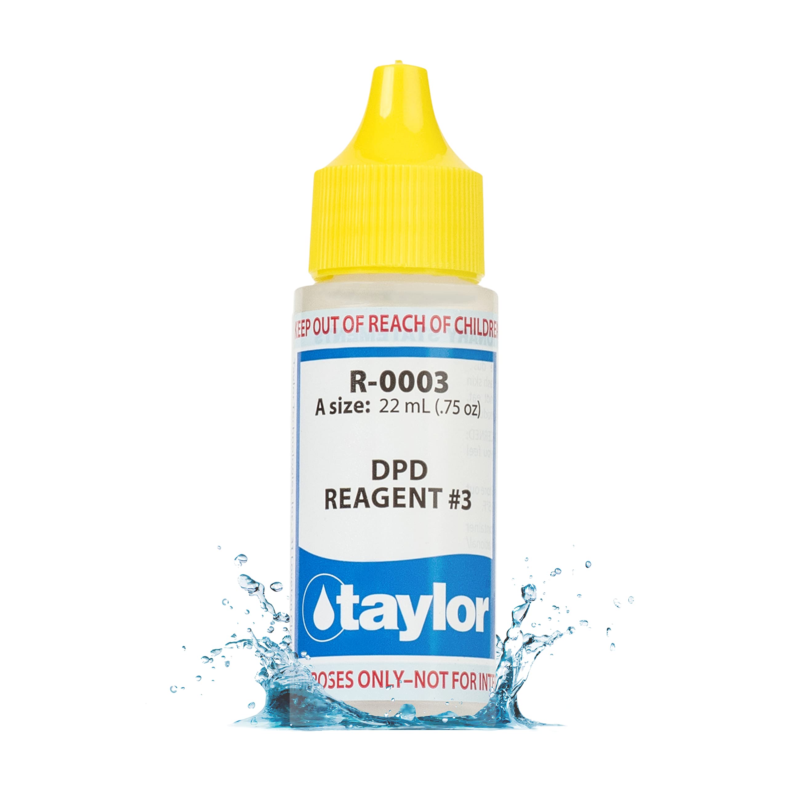 Taylor Reagent #3 0.75 oz bottle front view for reliable chlorine testing.