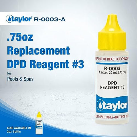Taylor Reagent #3 0.75 oz bottle side view with clear label.