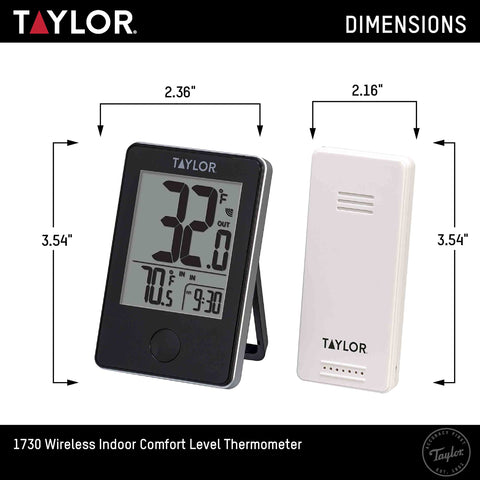 Taylor thermometer can be wall-mounted or used with the built-in stand for flexible setup.
