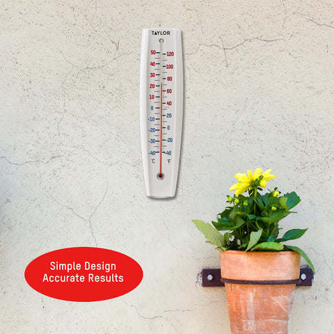Taylor weather resistant exterior thermometer withstands outdoor conditions while staying accurate.