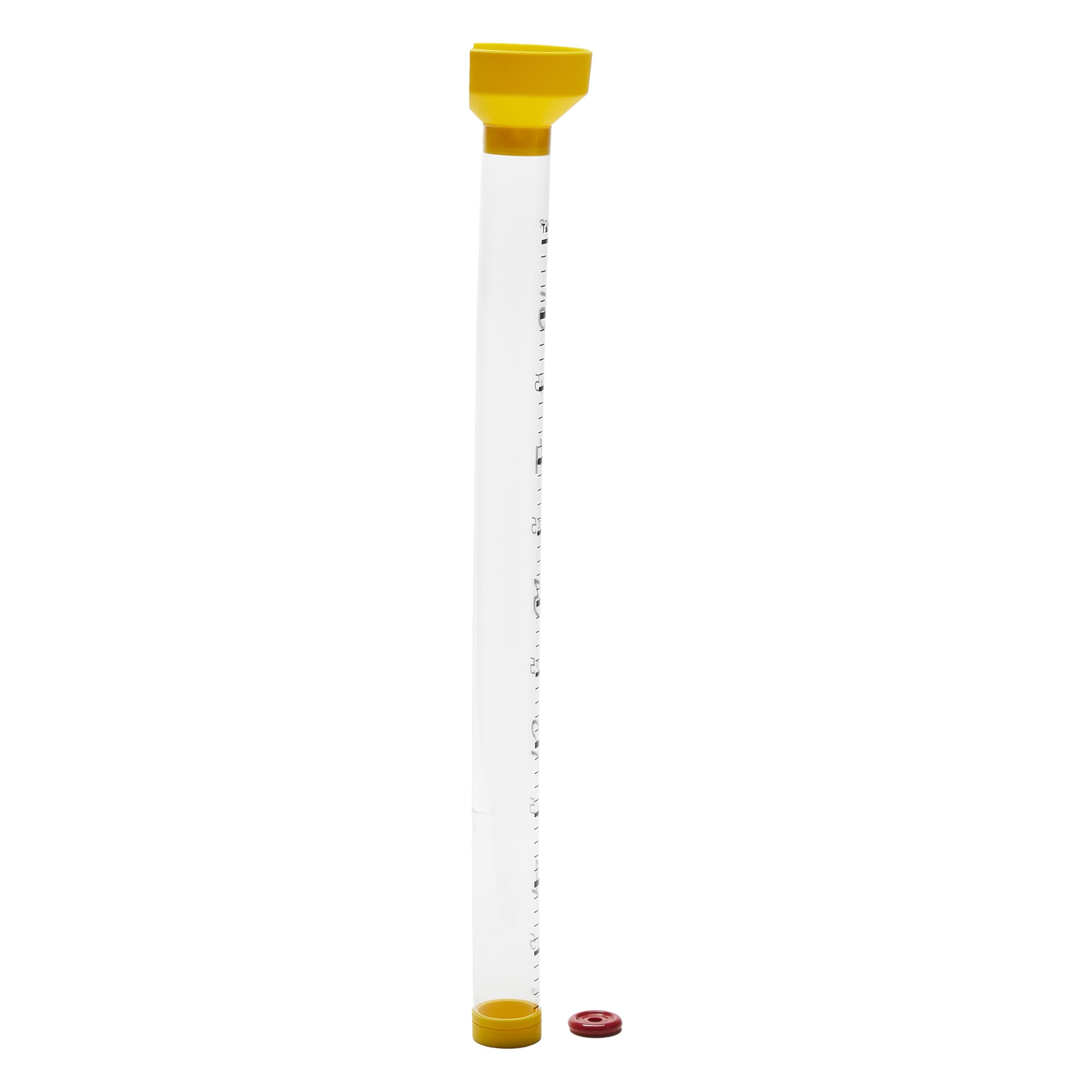 Taylor rain gauge debris-filter design to keep tube clean