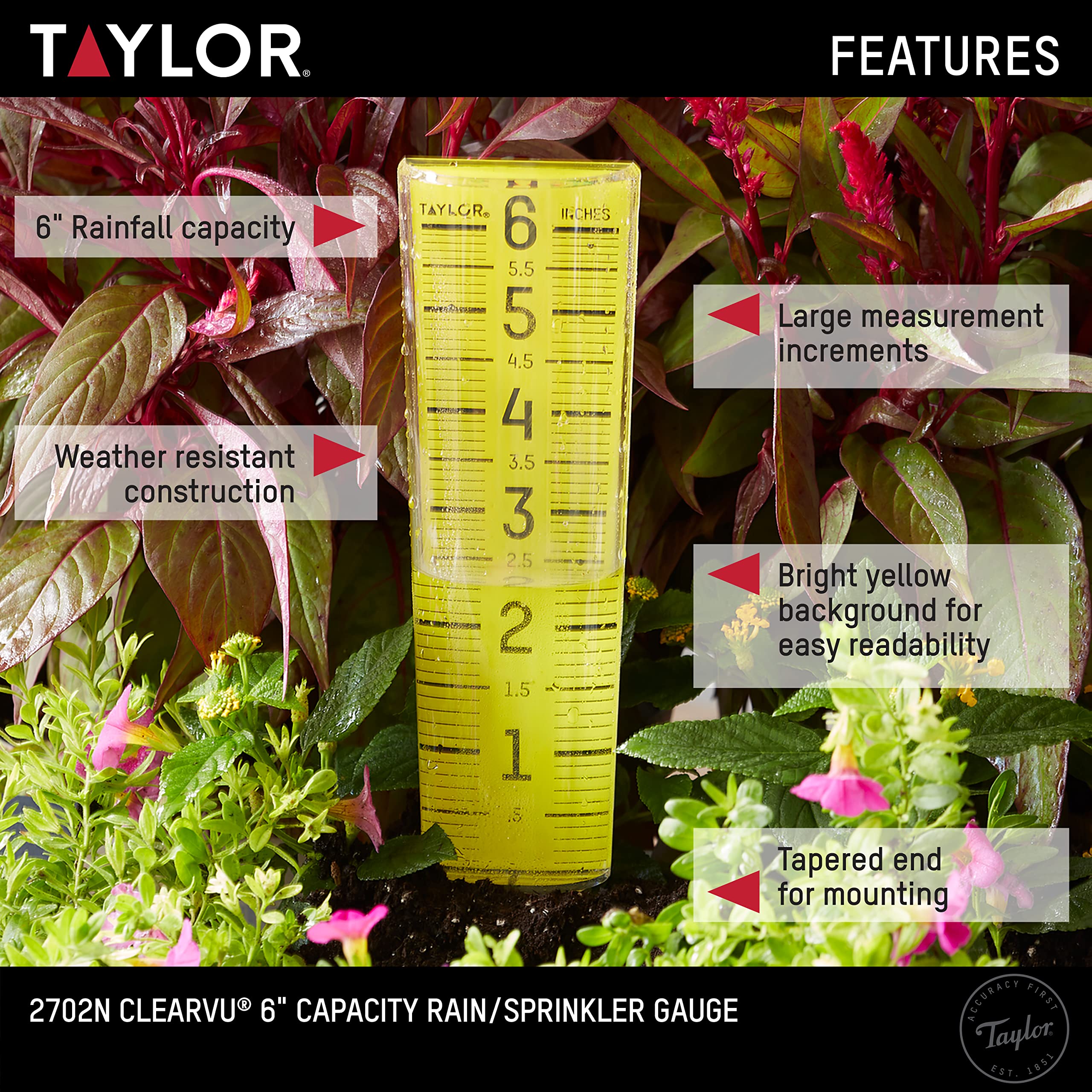 Taylor ClearVu rain gauge post installation setup on a sturdy post.