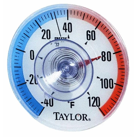 Taylor Outdoor Stick Analog Thermometer dial close-up for quick outdoor readings.