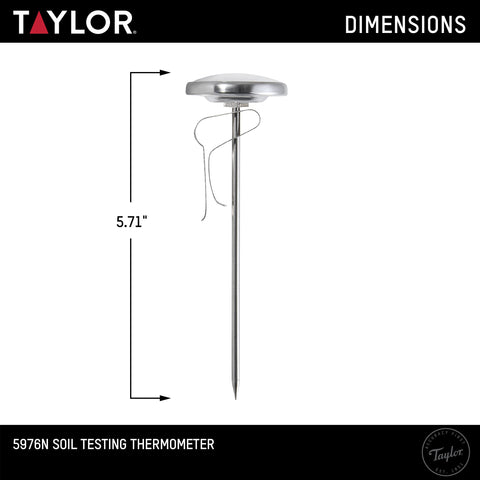 Taylor soil thermometer stem-clip demonstrates easy attachment to planters for hands-free monitoring.